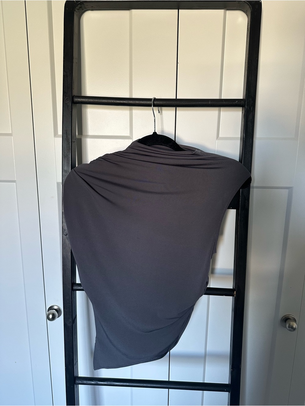 H&M Asymmetrical Draped Top in Charcoal Gray